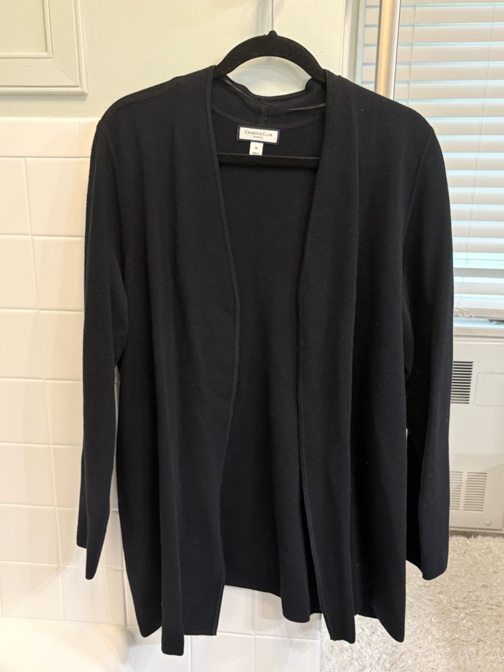 1X Charter Club Black Open-Front Women's Cardigan Sweater soft blazer